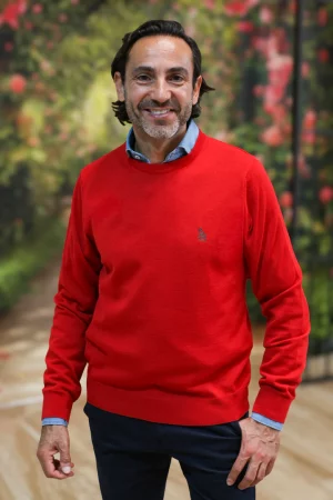 Jersey hombre liso rojo cuello caja RqueR