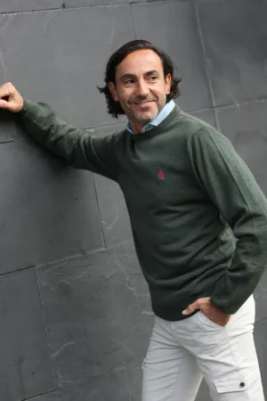 Jersey liso cuello caja color verde