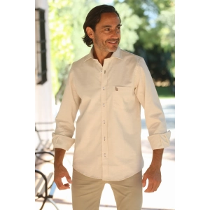 Camisa de hombre beige con bolsillo RqueR