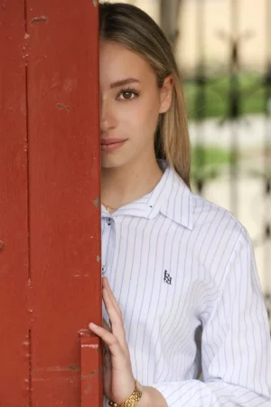 Camisa de mujer de rayas azul RqueR