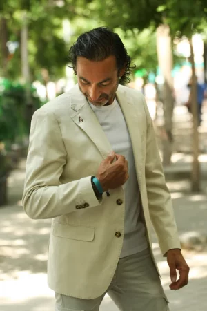 Americana de algodón beige claro RqueR