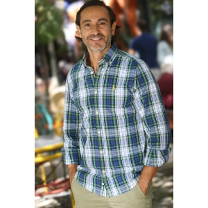 Camisa hombre cuadro tartán verde y azul RqueR
