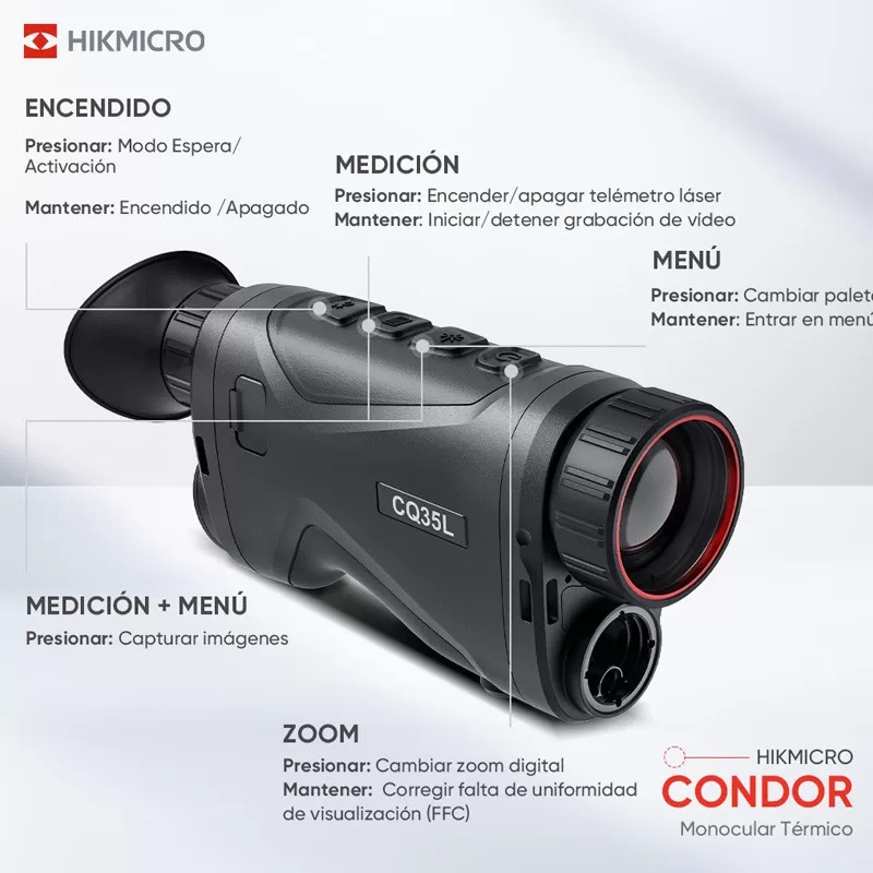 Monocular térmico HikMicro CONDOR CH35L 384X288 Px.50 Hz. 12 μm OLED 1024×768, 20 Mk. 16GB. 1.800 mt. LRF/1.000 MT. - Imagen 5